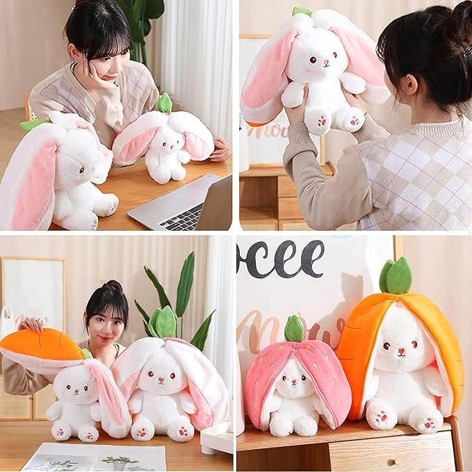 Strawberry Rabbit - Reversible Bunnytoy - Plush Toys for Girls - Strawberry